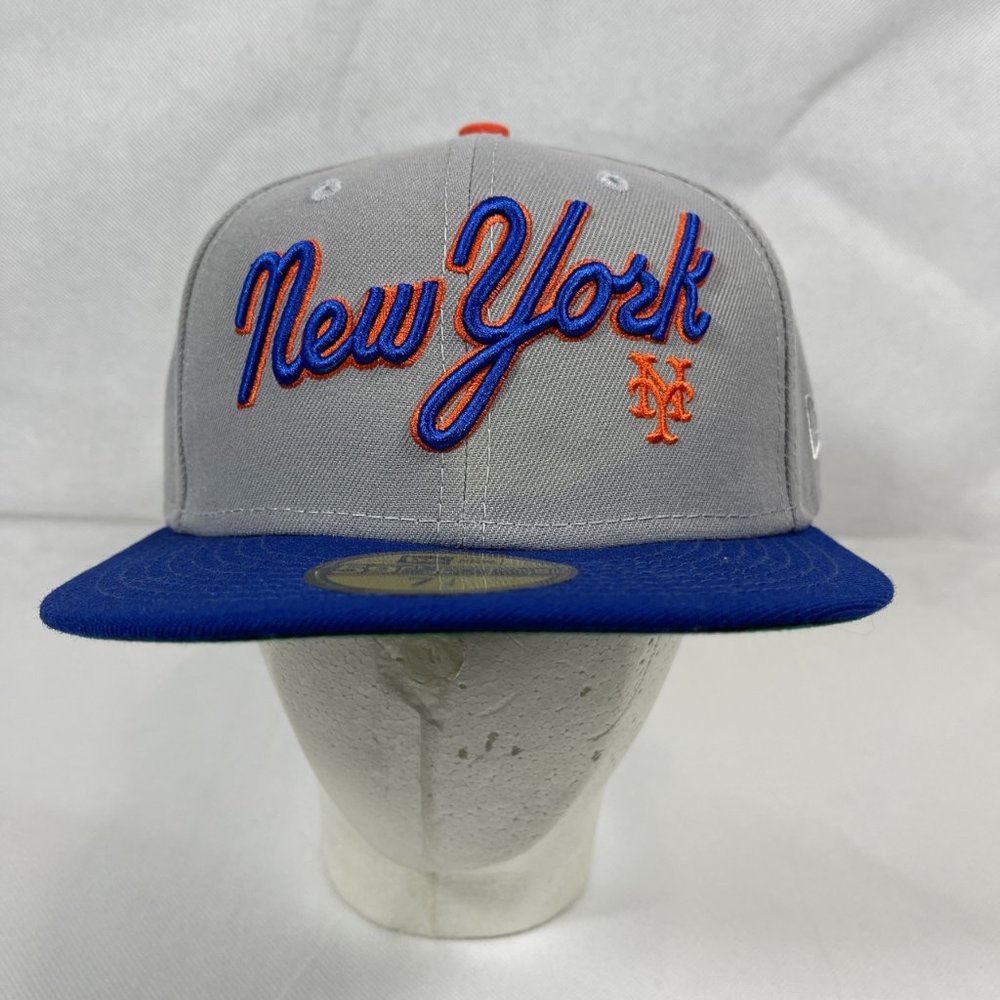 New Era 59Fifty NY METS THE 7 LINE T7L Grey Blue Wool FITTED HAT 7 1/4" NEW NWT